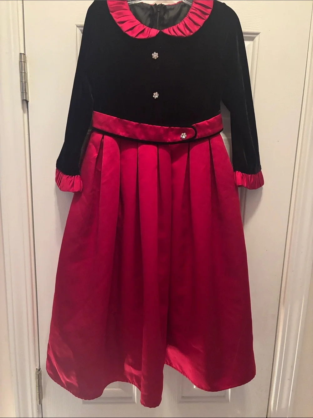 Maggie Bloom Black Velvet and Red Satin Party Dress